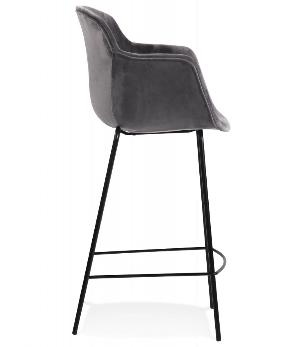 Tabouret snack mi-hauteur 'LARISSA MINI' en velours gris