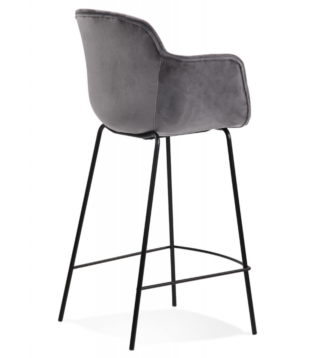 Tabouret snack mi-hauteur 'LARISSA MINI' en velours gris