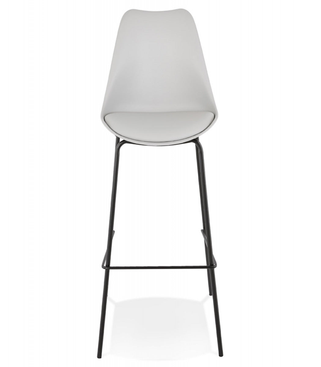 Tabouret de bar design 'LEMON' gris avec pied en métal noir