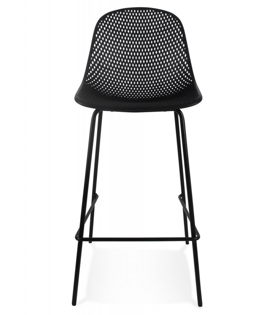 Tabouret snack mi-hauteur perforé 'LOKI MINI' noir intérieur / extérieur