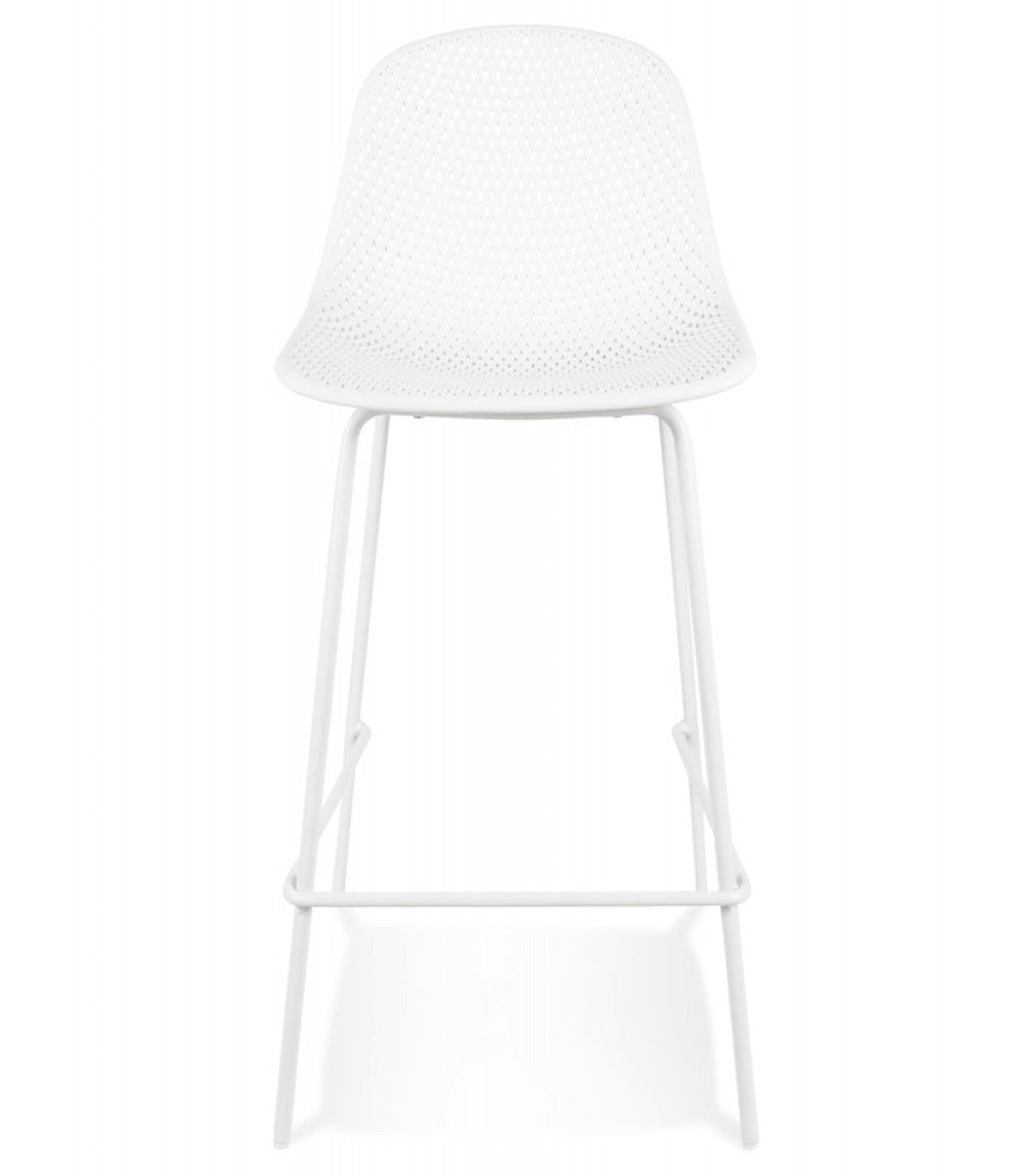 Tabouret snack mi-hauteur perforé 'LOKI MINI' blanc intérieur / extérieur