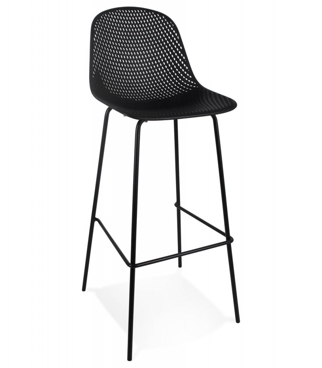 Tabouret de bar perforé 'LOKI' noir intérieur / extérieur
