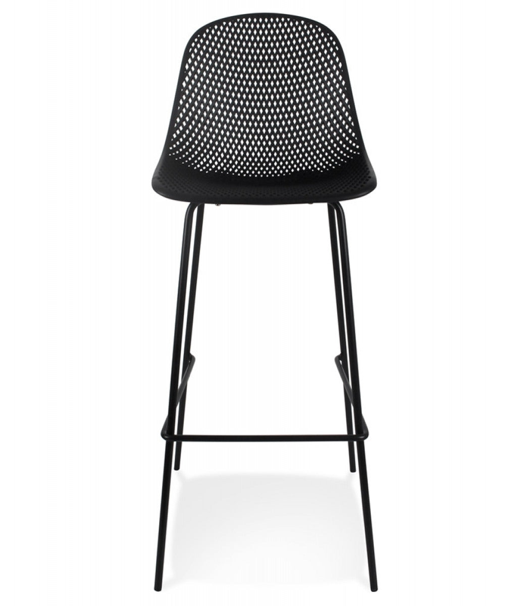 Tabouret de bar perforé 'LOKI' noir intérieur / extérieur
