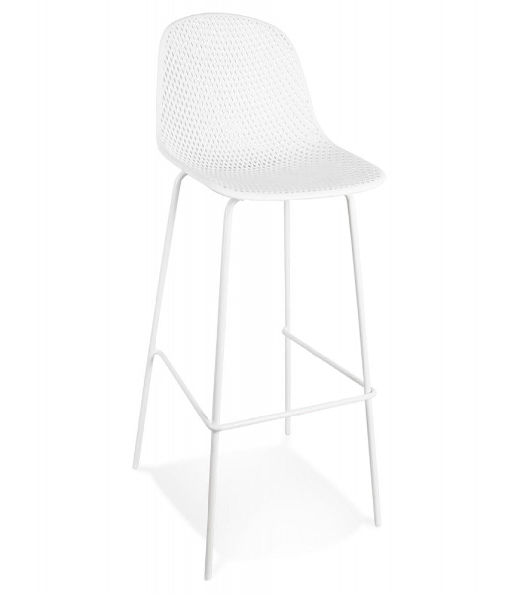 Tabouret de bar perforé 'LOKI' blanc intérieur / extérieur