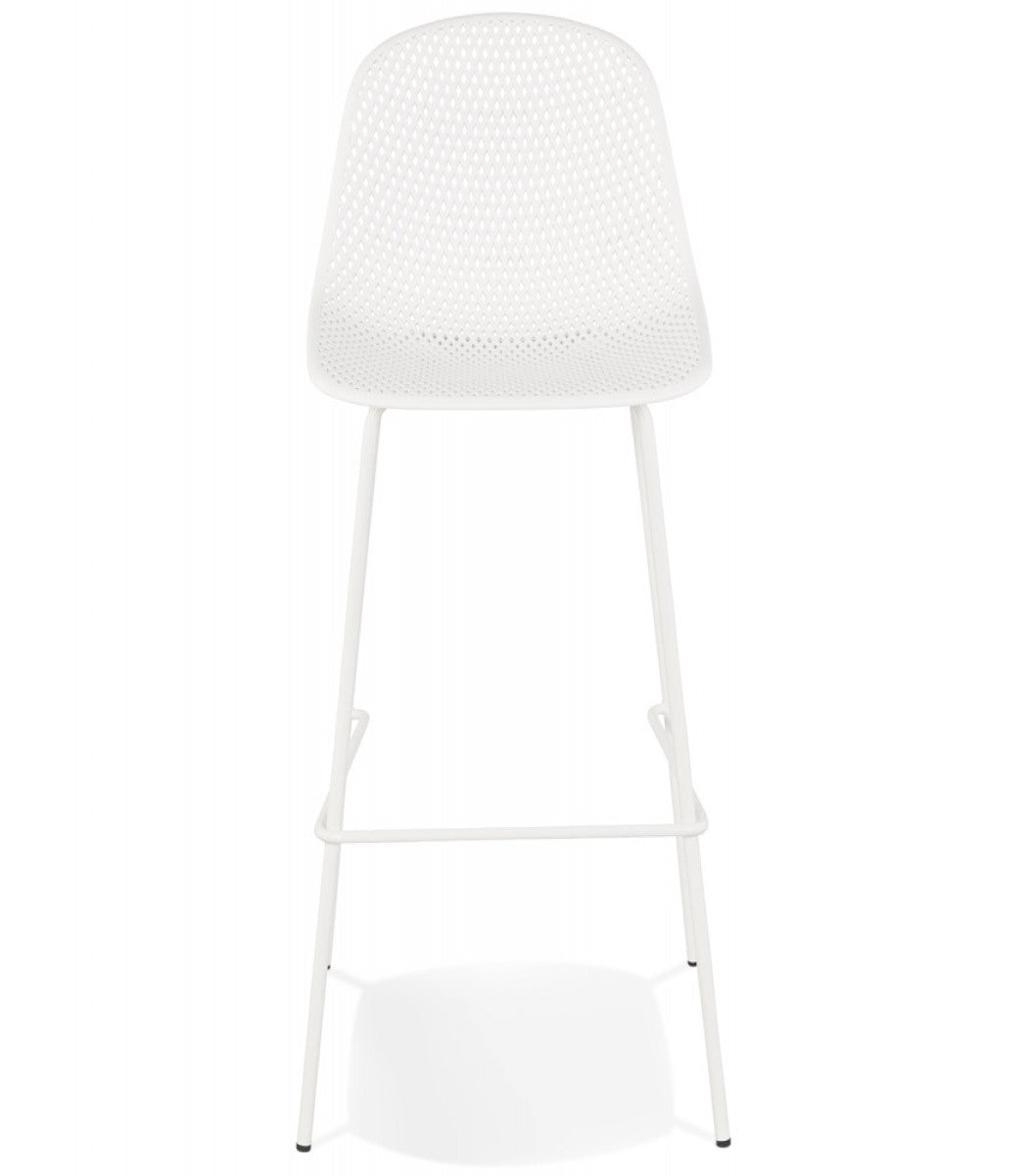 Tabouret de bar perforé 'LOKI' blanc intérieur / extérieur