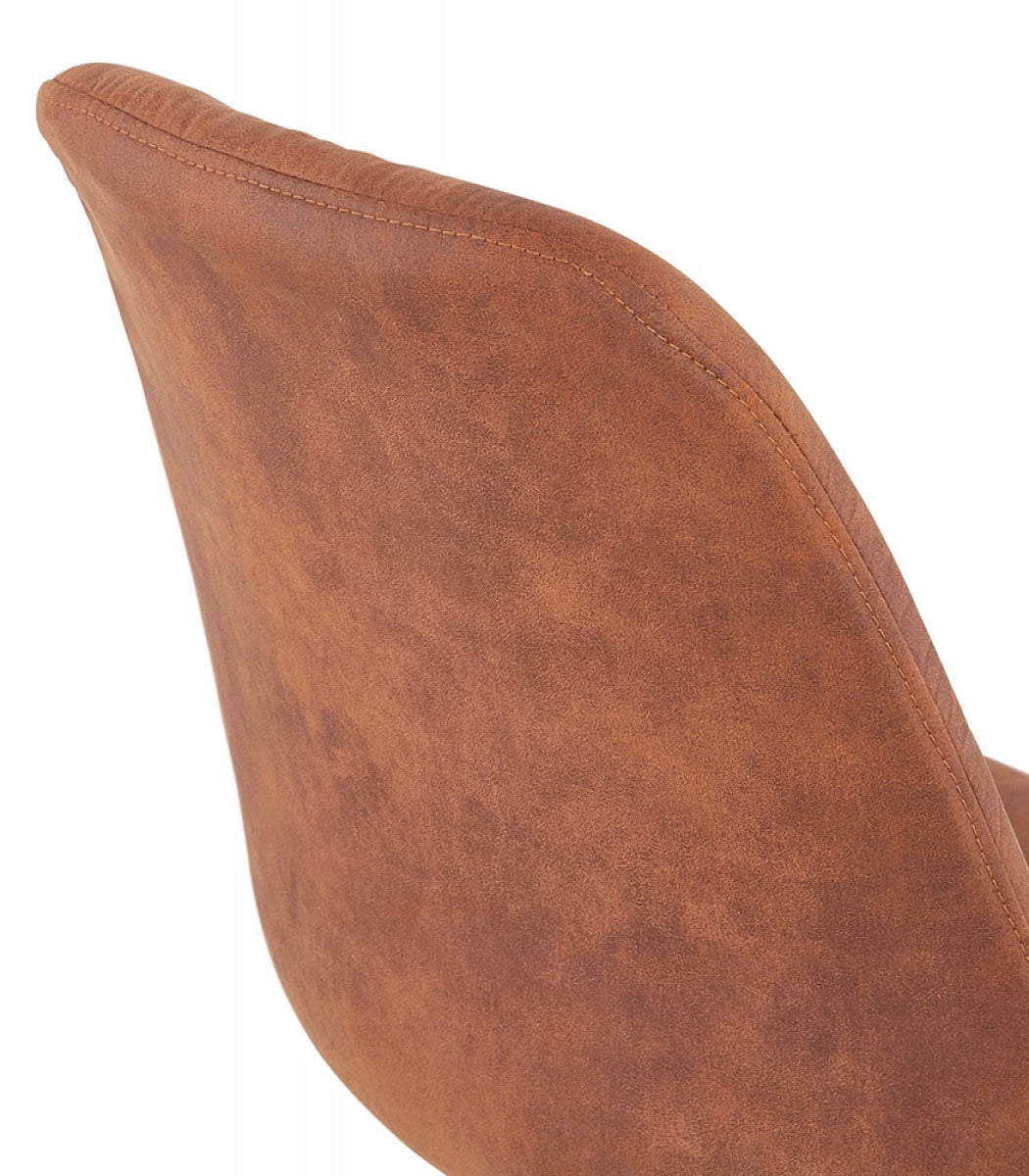 Chaise design 'MAGGY' en microfibre brune et pieds en bois noir