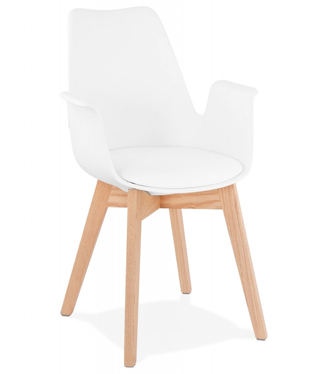 Chaise avec accoudoirs 'MISTRAL' blanche style scandinave