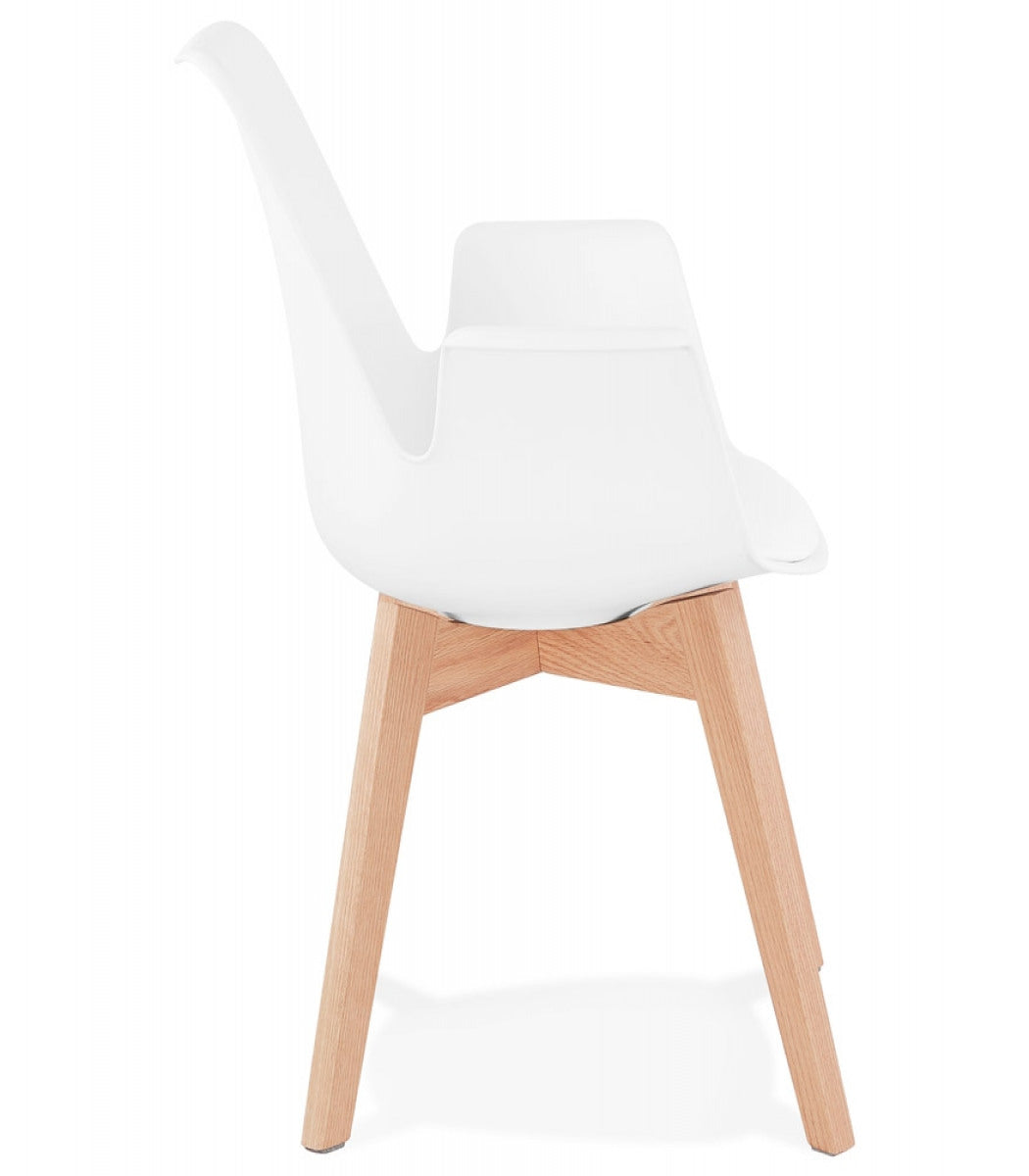 Chaise avec accoudoirs 'MISTRAL' blanche style scandinave