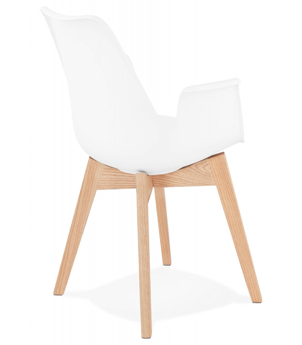 Chaise avec accoudoirs 'MISTRAL' blanche style scandinave