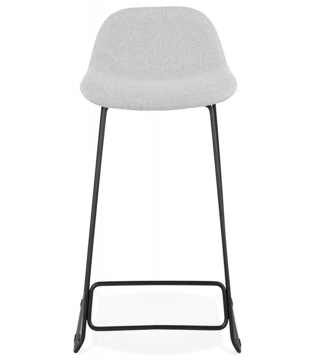 Tabouret snack mi-hauteur 'MOSKOW MINI' en tissu gris clair et pieds en métal noir