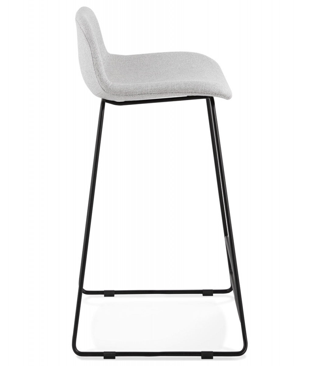 Tabouret snack mi-hauteur 'MOSKOW MINI' en tissu gris clair et pieds en métal noir