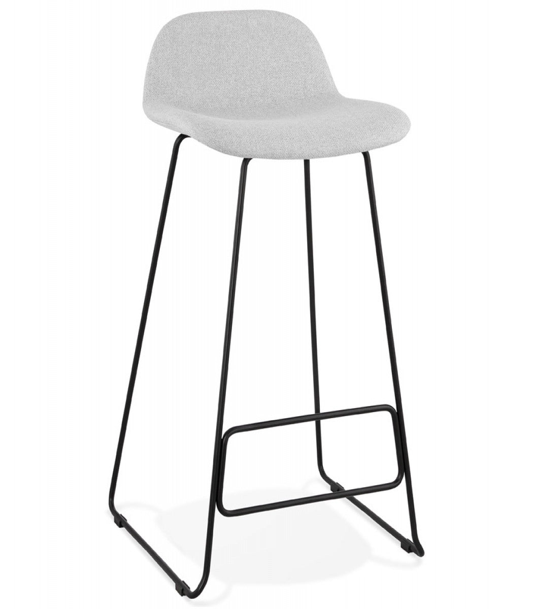 Tabouret de bar design 'MOSKOW' gris clair avec pieds en métal noir