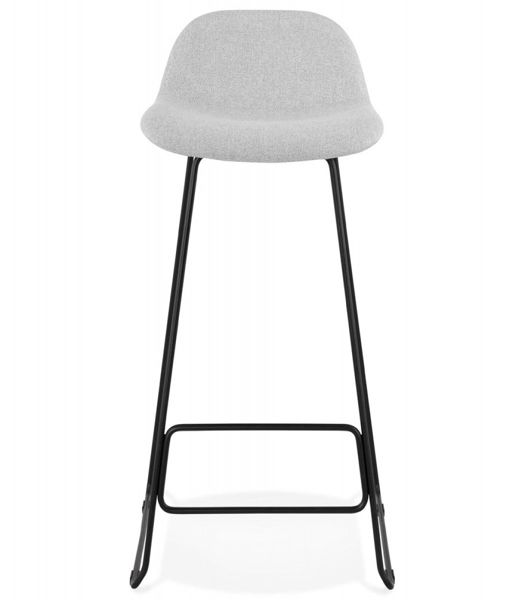 Tabouret de bar design 'MOSKOW' gris clair avec pieds en métal noir