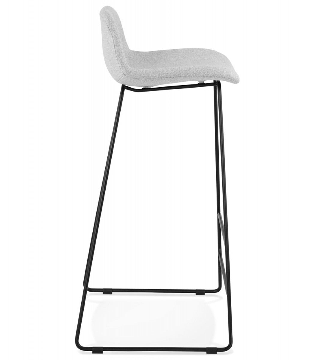 Tabouret de bar design 'MOSKOW' gris clair avec pieds en métal noir