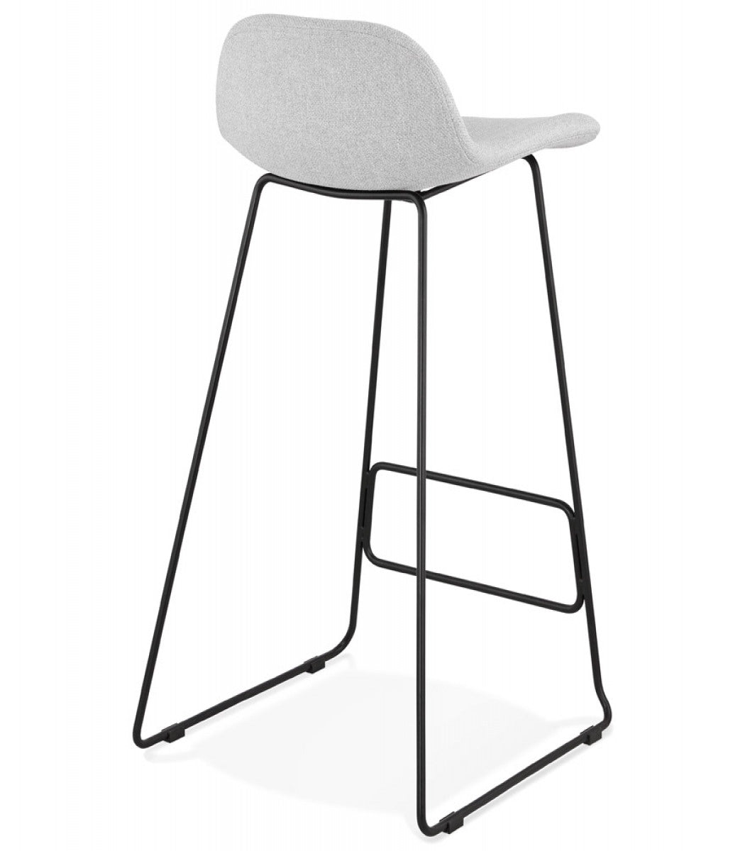 Tabouret de bar design 'MOSKOW' gris clair avec pieds en métal noir