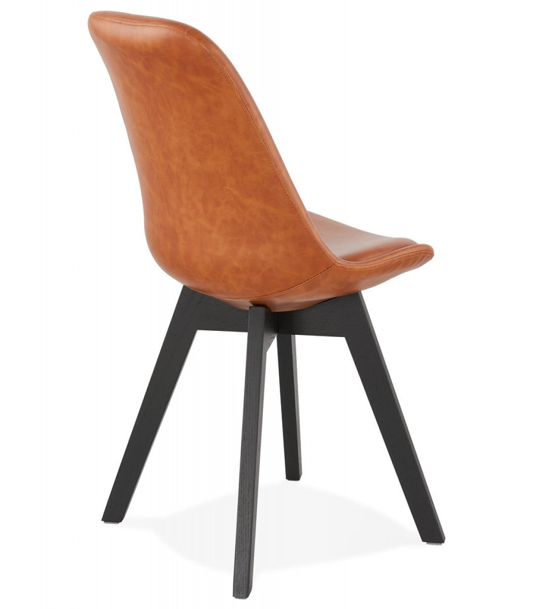 Chaise design 'NIAGARA' brune avec pieds en bois noir