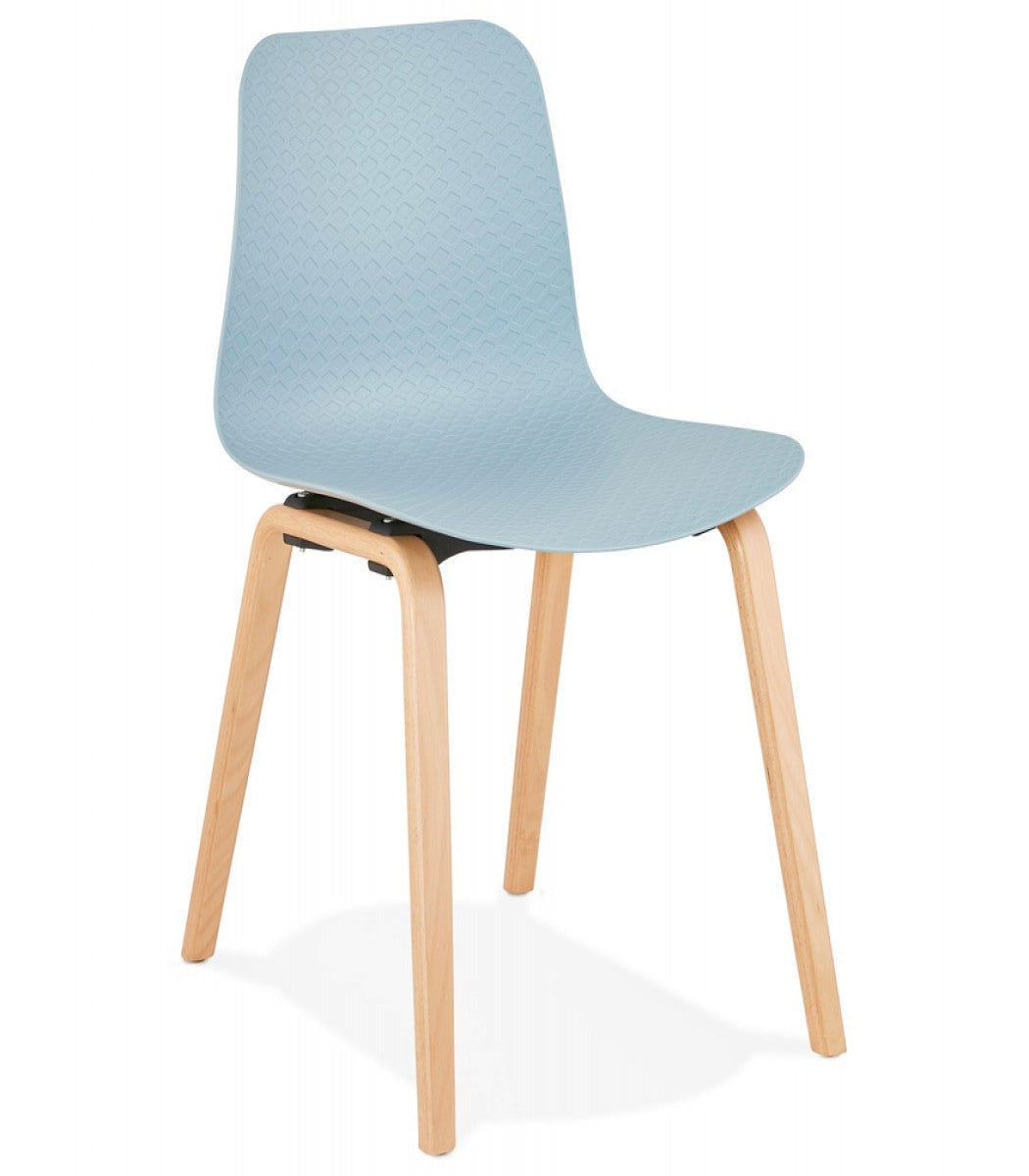 Chaise scandinave 'PACIFIK' bleue avec pieds en bois finition naturelle