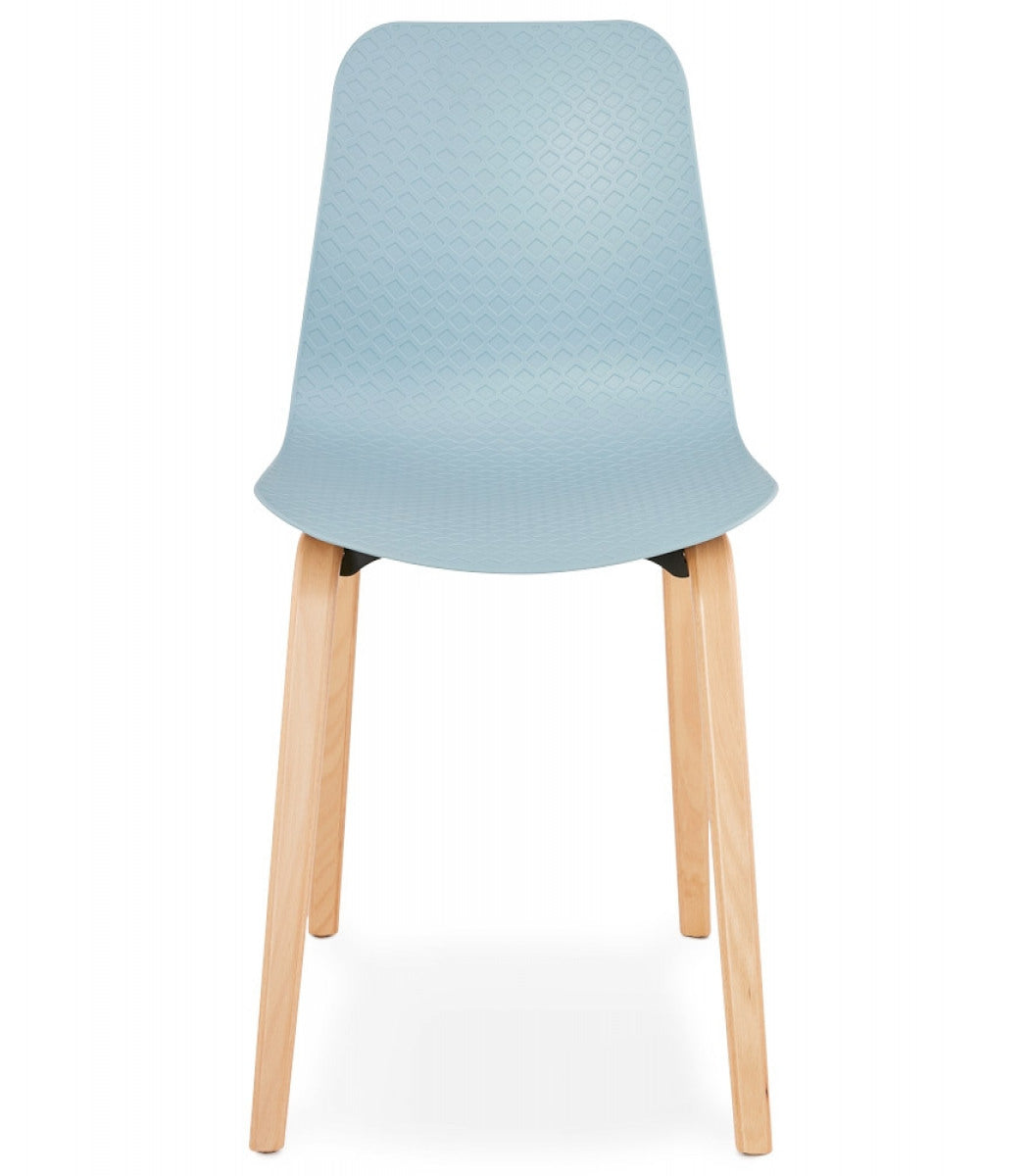 Chaise scandinave 'PACIFIK' bleue avec pieds en bois finition naturelle