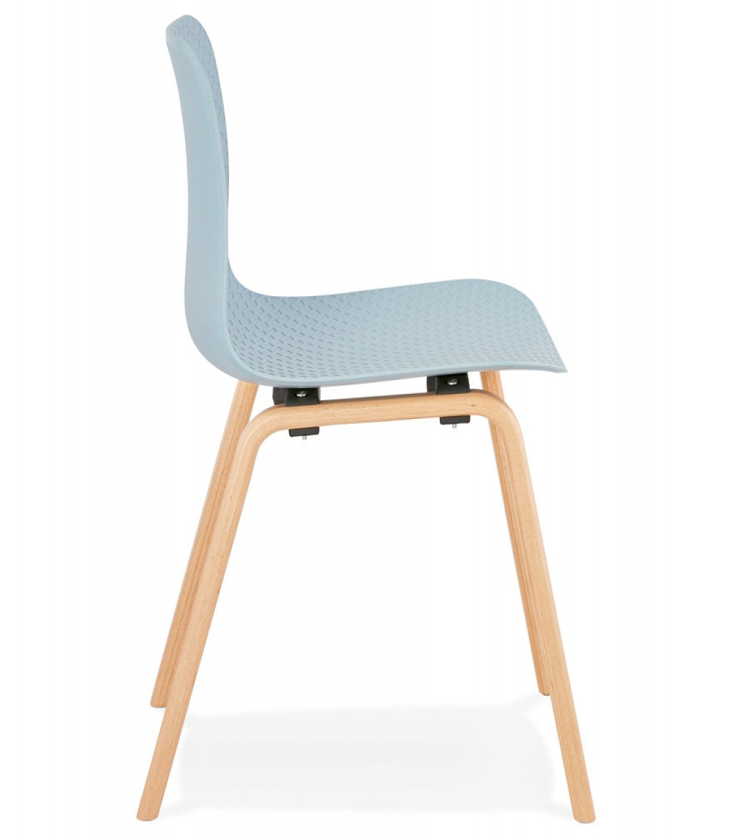 Chaise scandinave 'PACIFIK' bleue avec pieds en bois finition naturelle