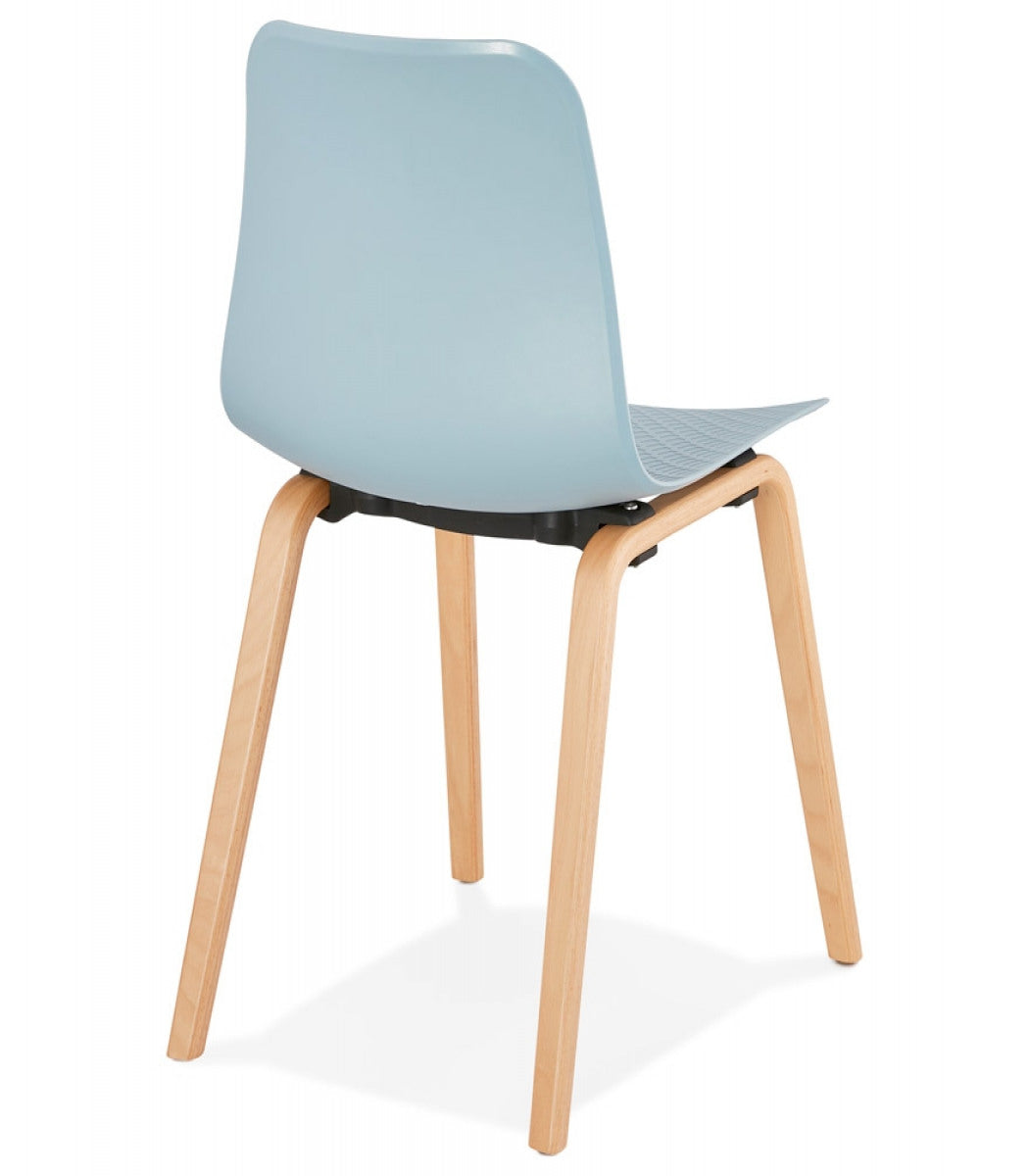 Chaise scandinave 'PACIFIK' bleue avec pieds en bois finition naturelle