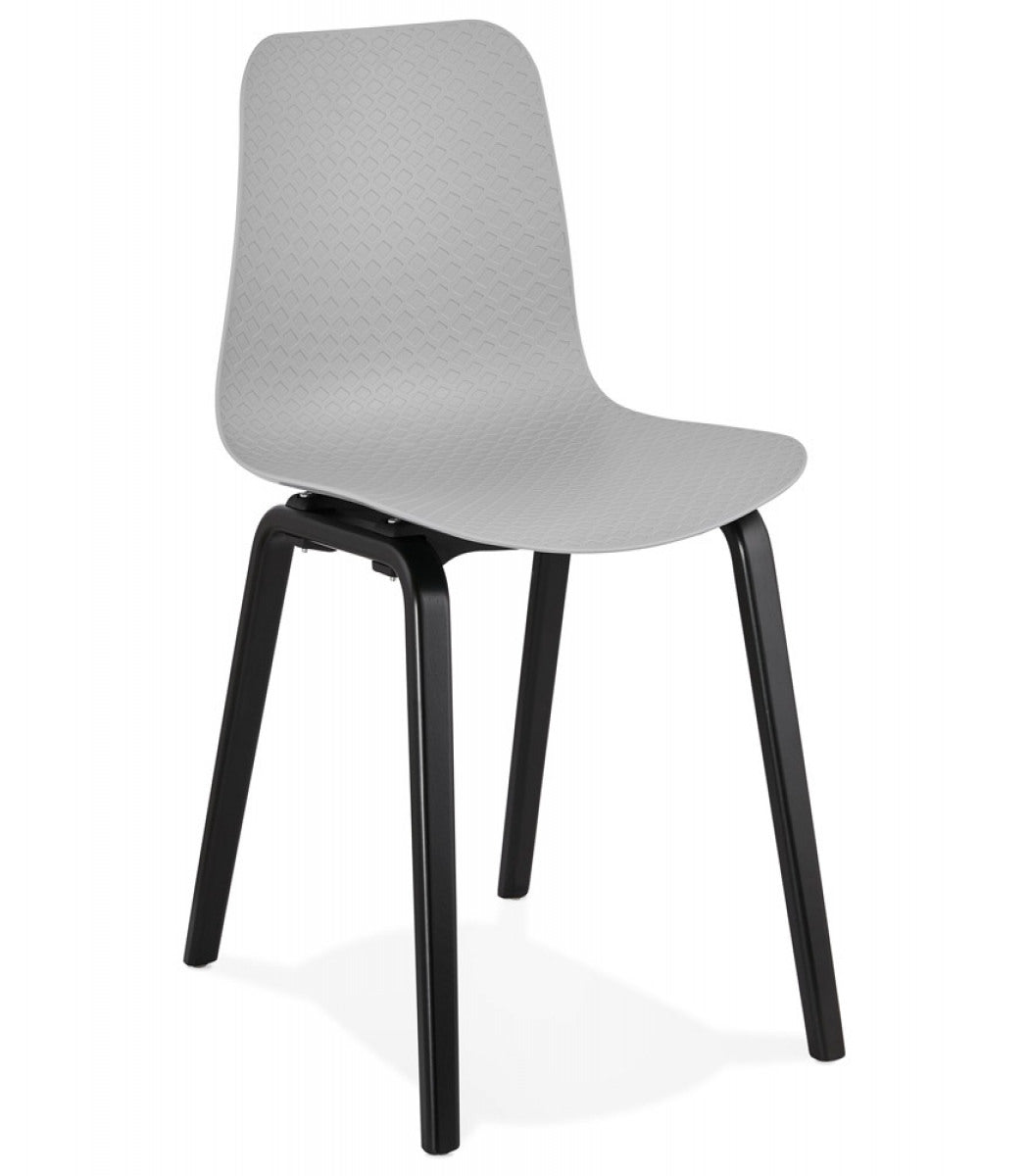 Chaise design 'PACIFIK' grise avec pieds en bois noir