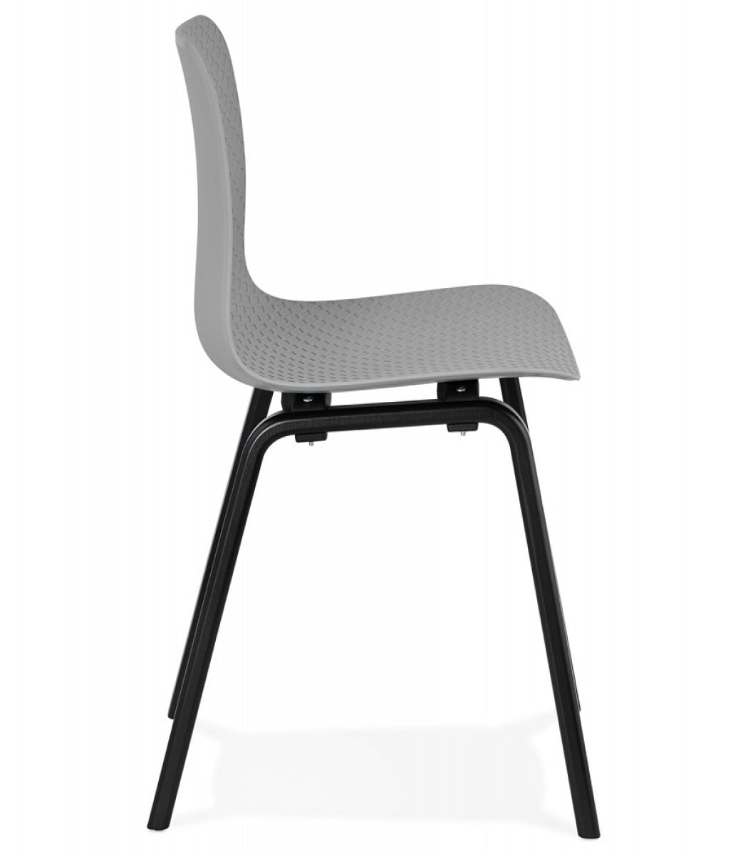 Chaise design 'PACIFIK' grise avec pieds en bois noir