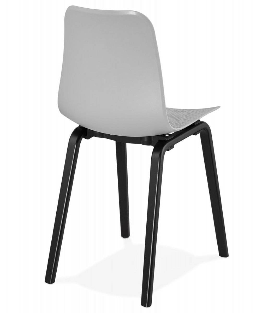 Chaise design 'PACIFIK' grise avec pieds en bois noir