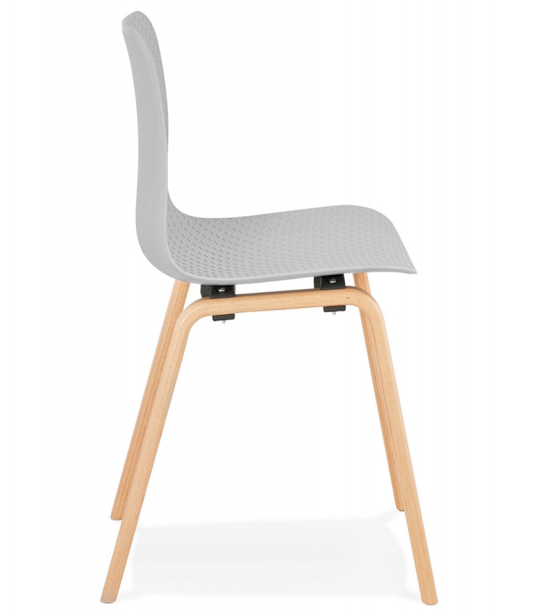 Chaise scandinave 'PACIFIK' grise avec pieds en bois finition naturelle