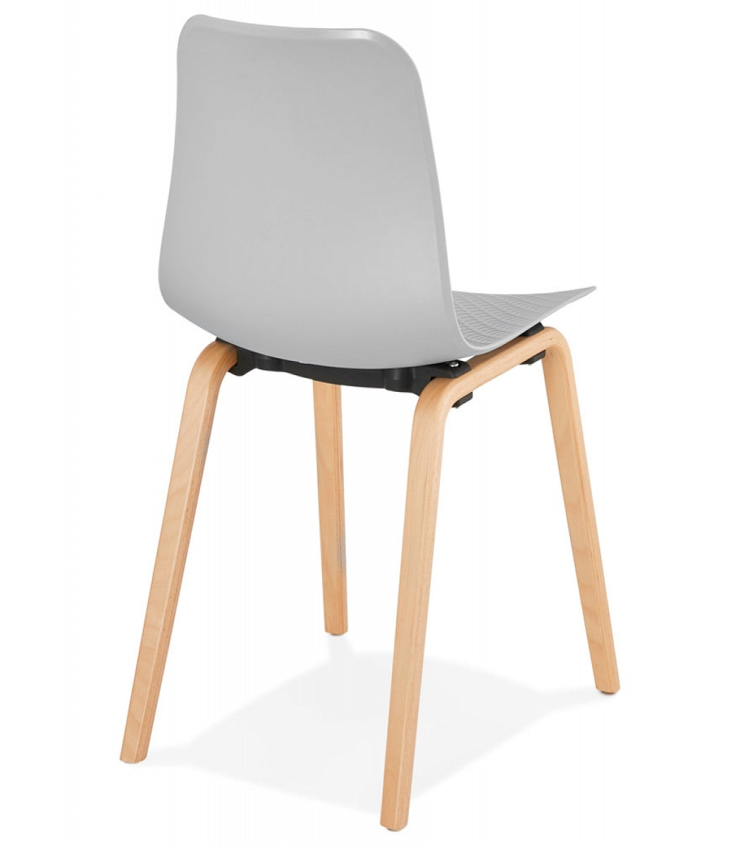 Chaise scandinave 'PACIFIK' grise avec pieds en bois finition naturelle