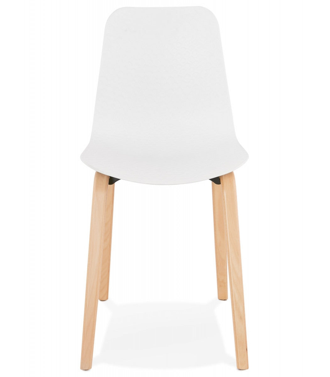 Chaise scandinave 'PACIFIK' blanche avec pieds en bois finition naturelle