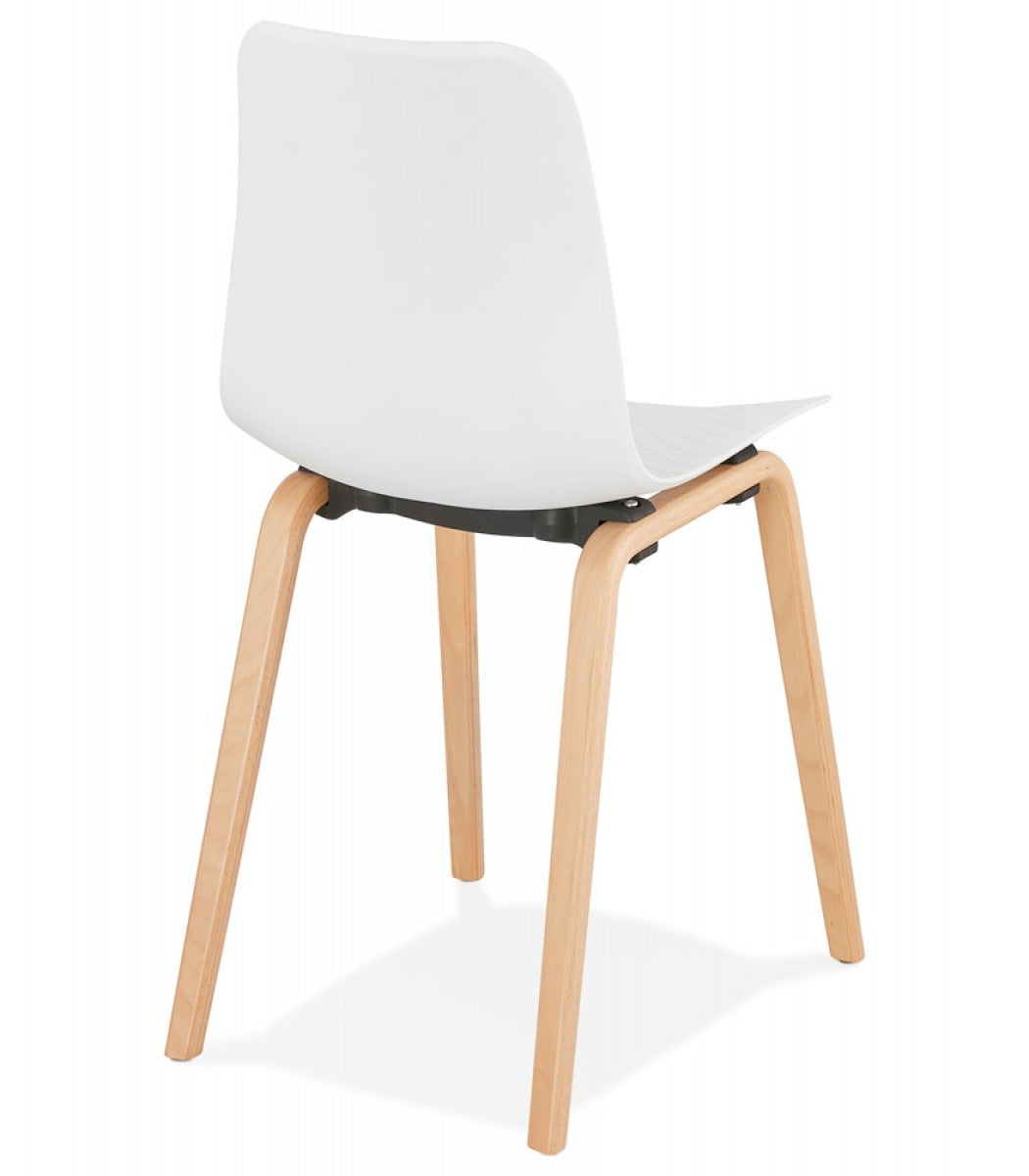 Chaise scandinave 'PACIFIK' blanche avec pieds en bois finition naturelle