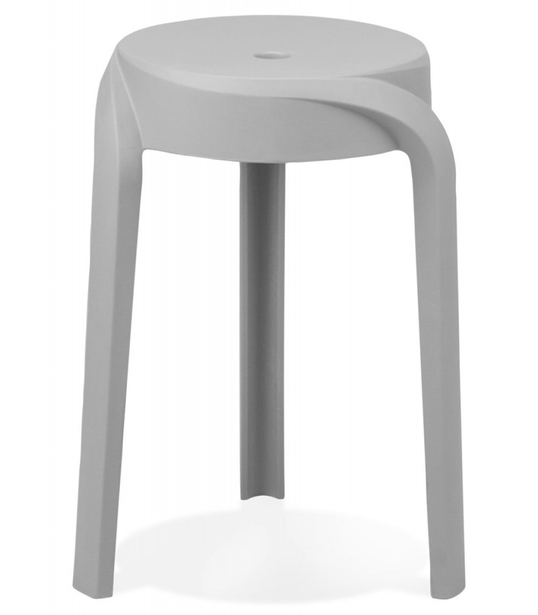 Tabouret bas empilable 'POMPA' en matière plastique gris