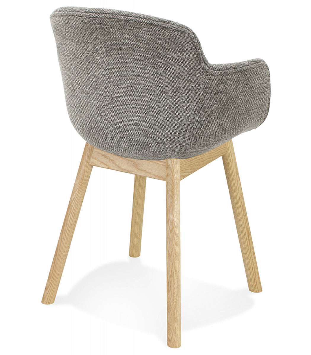 Chaise avec accoudoirs 'ROSSINI' en tissu gris foncé et pieds en bois naturel