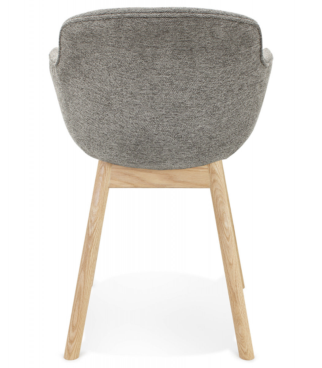 Chaise avec accoudoirs 'ROSSINI' en tissu gris foncé et pieds en bois naturel