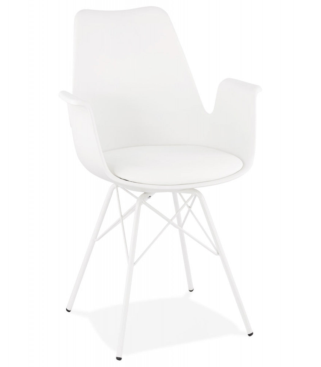 Chaise avec accoudoirs 'SALY' blanche style industriel