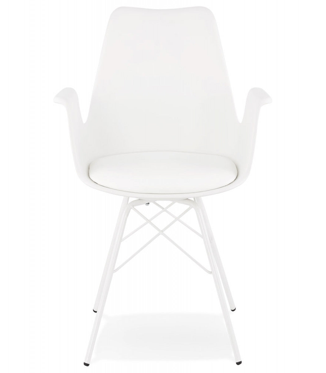Chaise avec accoudoirs 'SALY' blanche style industriel