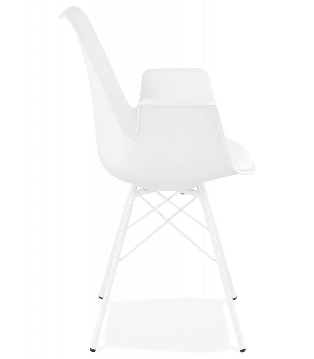 Chaise avec accoudoirs 'SALY' blanche style industriel
