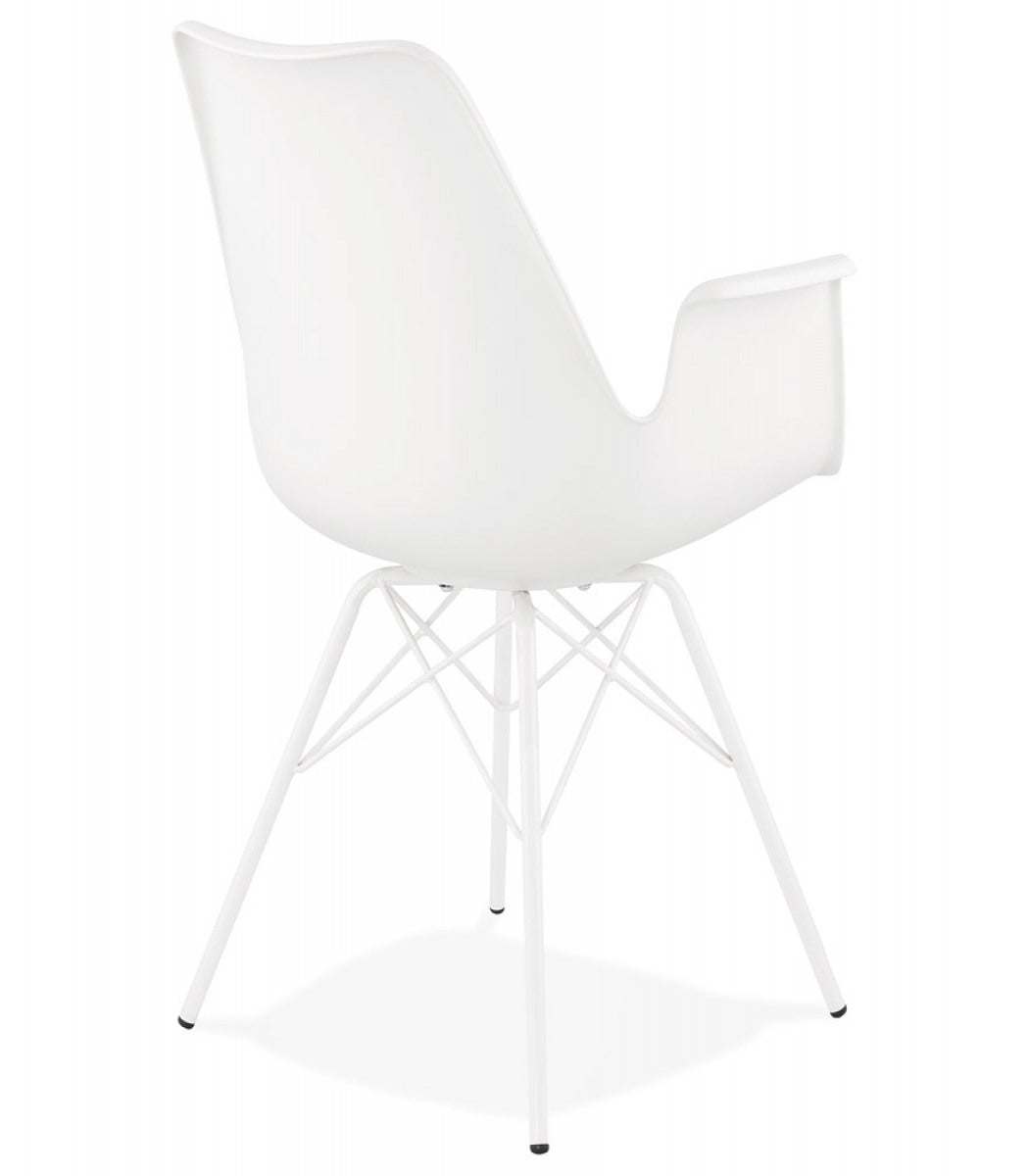Chaise avec accoudoirs 'SALY' blanche style industriel