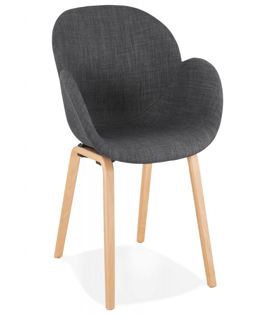 Chaise design avec accoudoirs 'SAMY' en tissu gris style scandinave