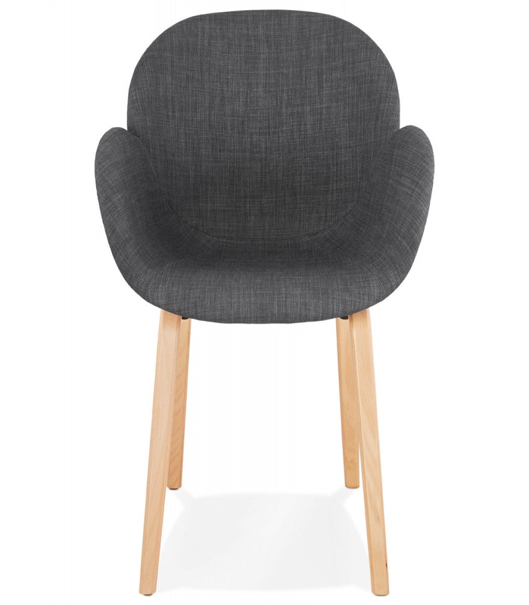 Chaise design avec accoudoirs 'SAMY' en tissu gris style scandinave