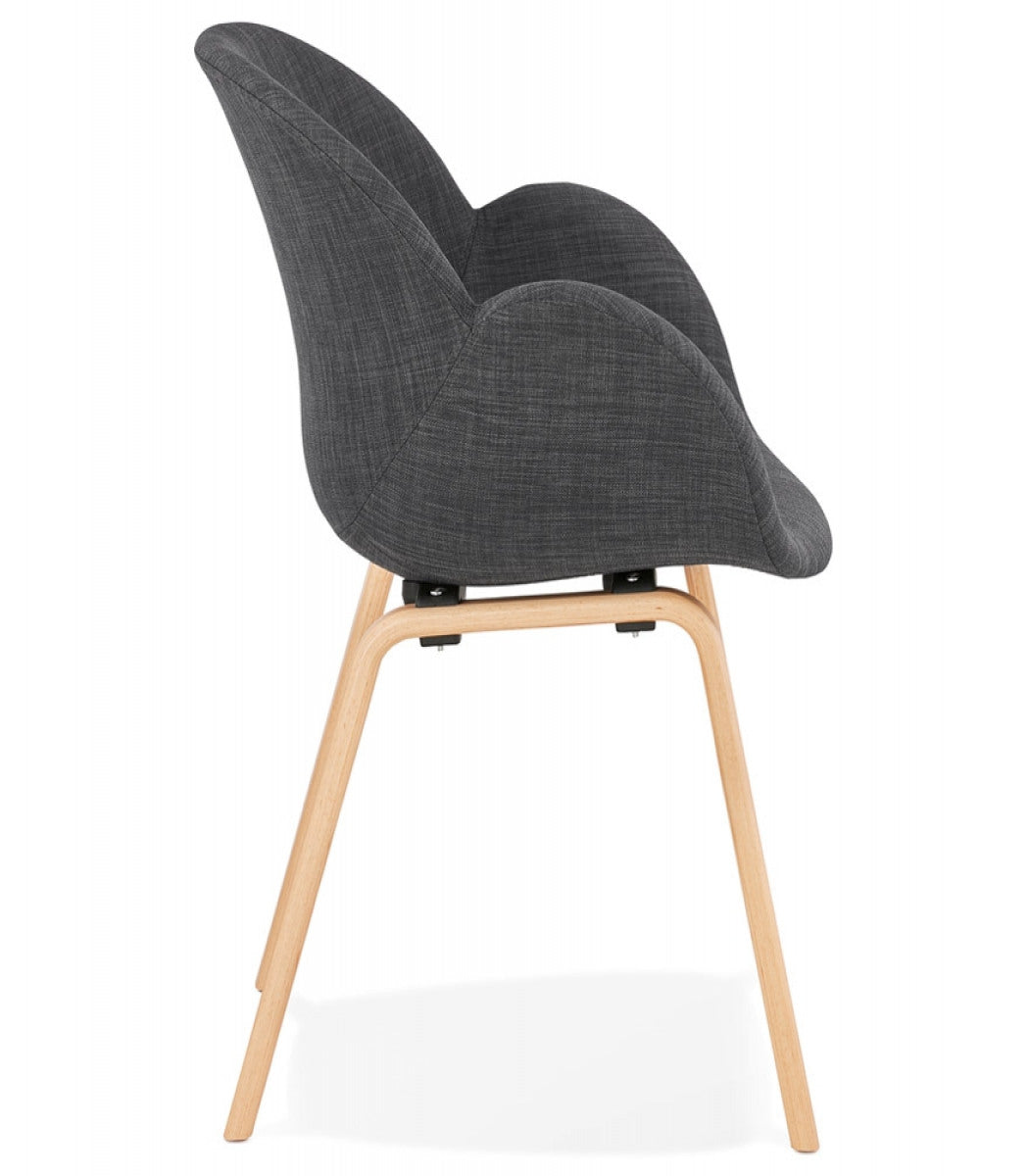Chaise design avec accoudoirs 'SAMY' en tissu gris style scandinave