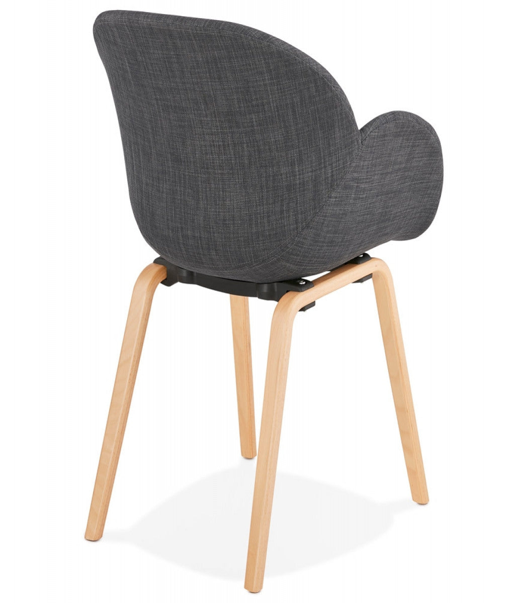 Chaise design avec accoudoirs 'SAMY' en tissu gris style scandinave
