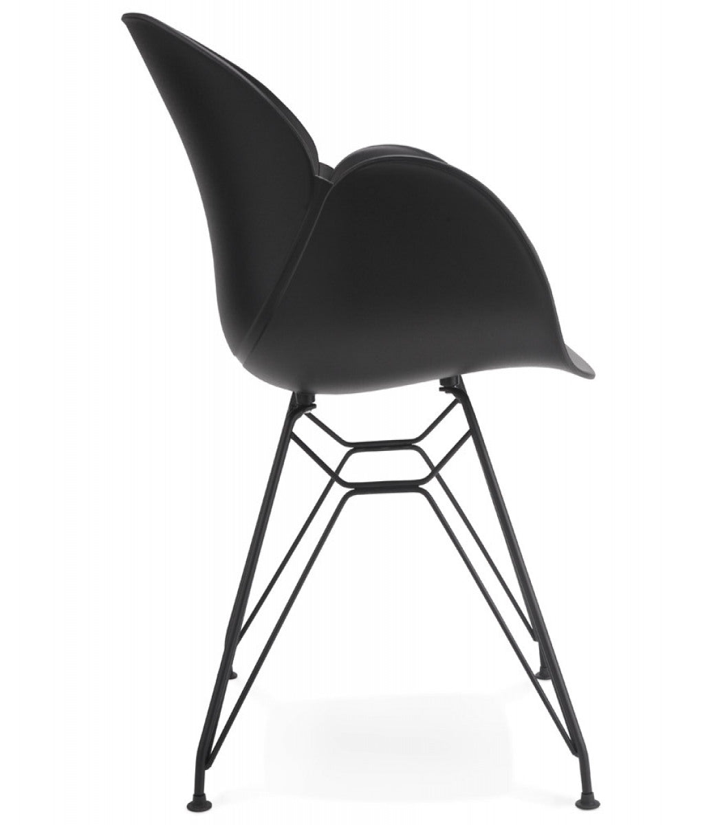 Chaise design 'SATELIT' noire style industriel avec pieds en métal noir
