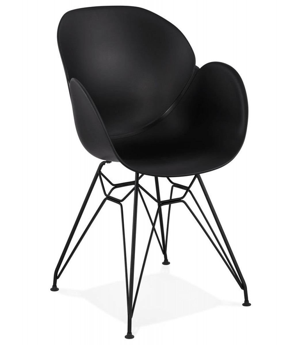 Chaise design 'SATELIT' noire style industriel avec pieds en métal noir