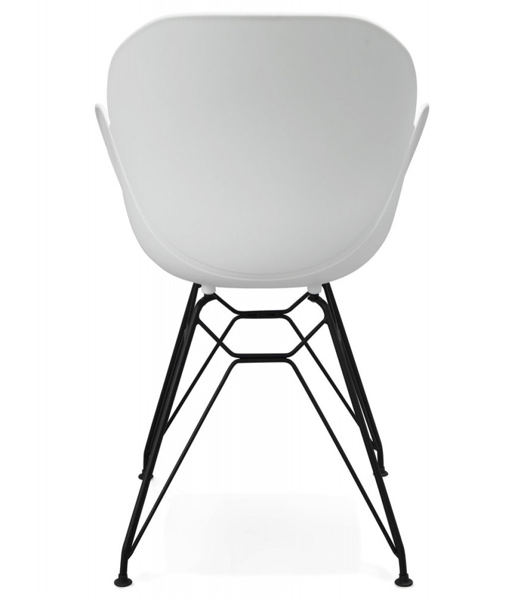 Chaise design 'SATELIT' blanche style industriel avec pieds en métal noir