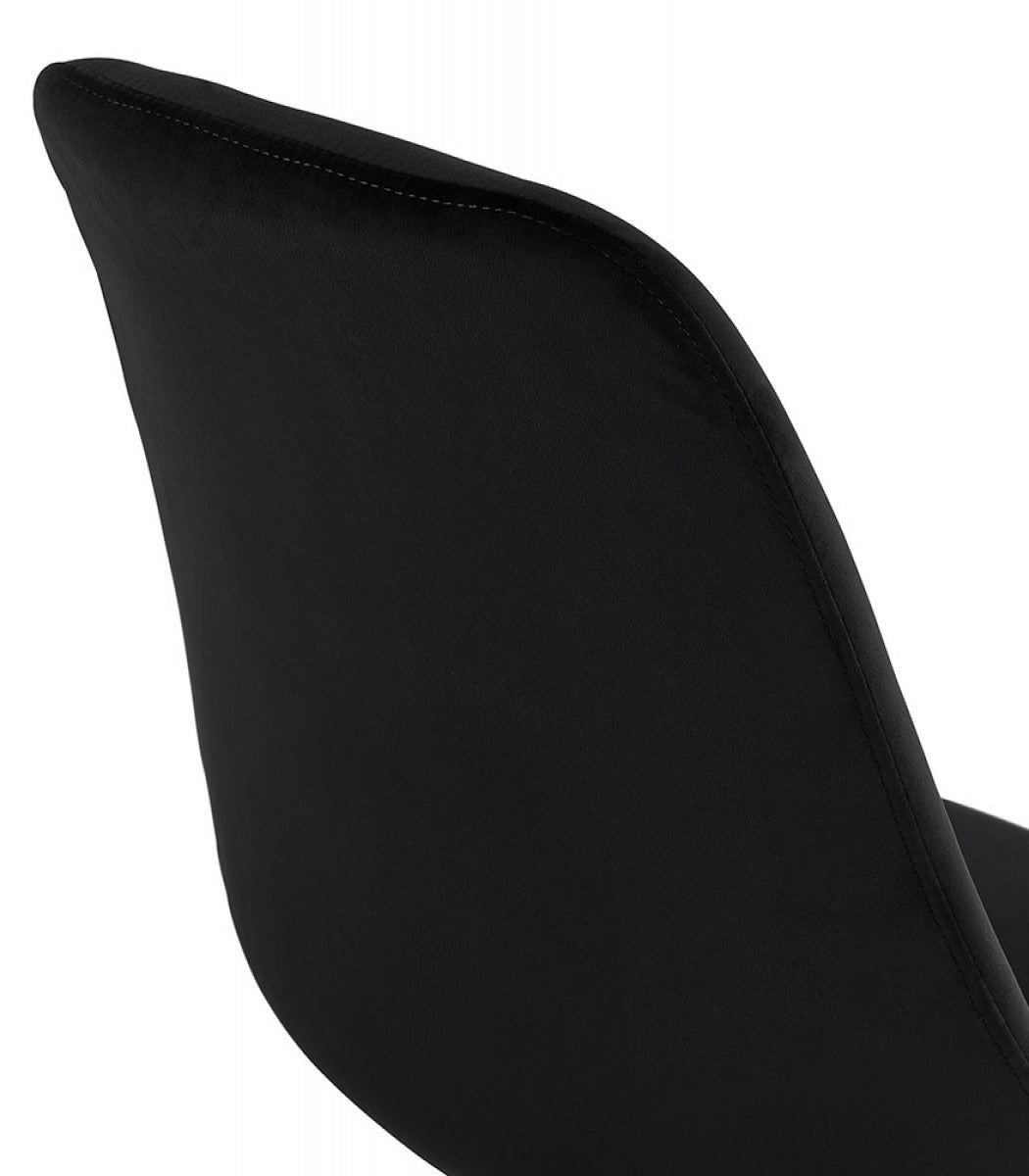 Tabouret snack mi-hauteur 'SPARK MINI' en velours noir et pieds en métal noir