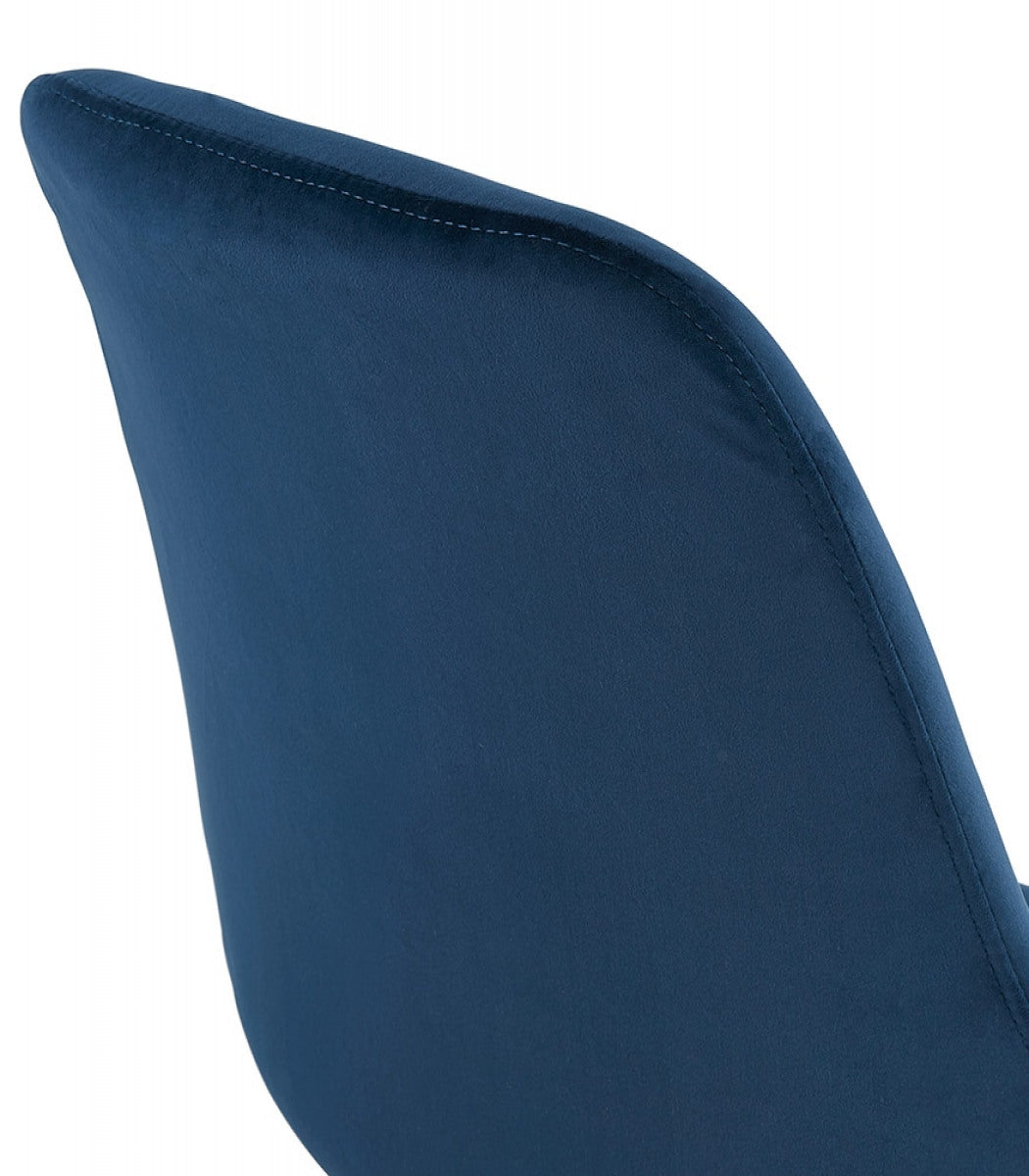 Tabouret de bar 'SPARK' en velours bleu et pieds en métal noir