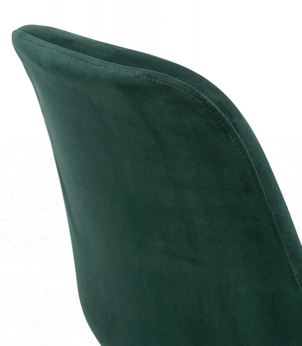 Tabouret de bar 'SPARK' en velours vert et pieds en métal noir
