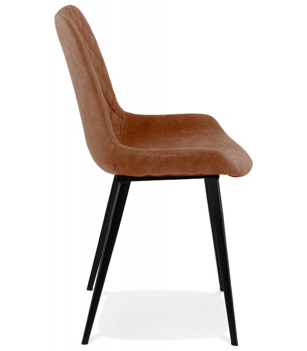 Chaise design 'TAICHI' en microfibre brune et pieds en métal noir