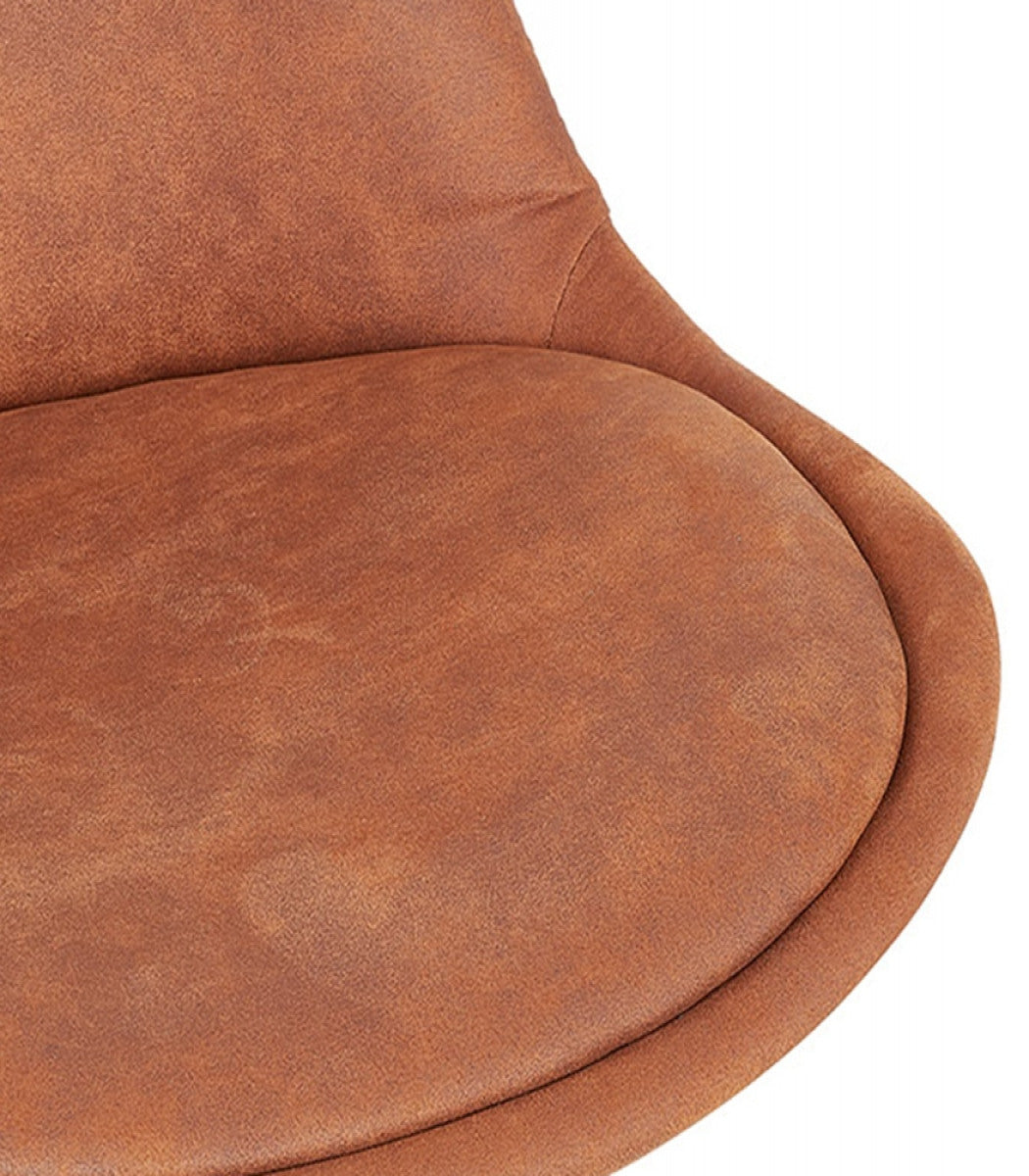 Tabouret snack mi-hauteur 'TAO MINI' en microfibre brune et pieds en métal noir